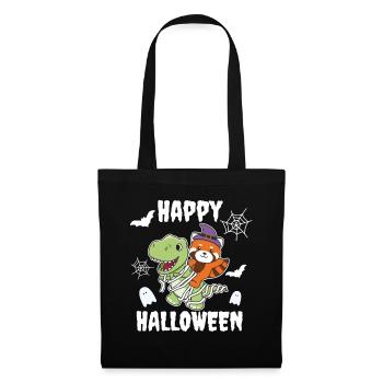 Rote Panda Happy Halloween T-Rex Mumie Kostüm - Stoffbeutel - Schwarz - Vorne