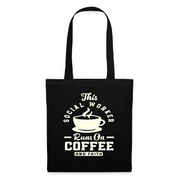 Social worker running with coffee and faith - Tote Bag - black - Front