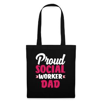 Fier papa travailleur social - Sac en tissu - noir - Devant