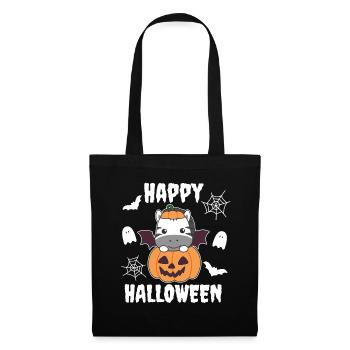 Zebra Happy Halloween Pumpkin Bat Costume - Tote Bag - black - Front