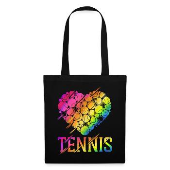 Funny Tennis Player Racket Heart - Stoffbeutel - Schwarz - Vorne