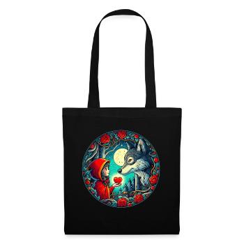 Conte de fées Le petit chaperon rouge Loup Cœur d’enfant Bien-être animal - Sac en tissu - noir - Devant