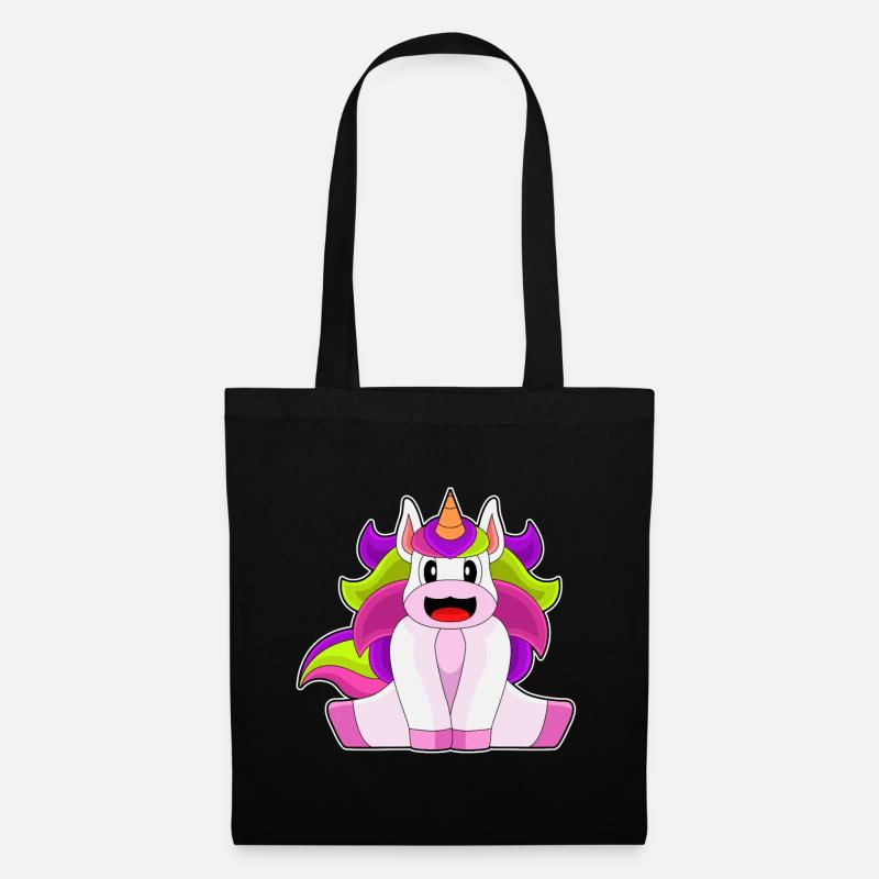 Einhorn lange Haare - Stoffbeutel - Schwarz
