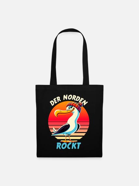 Der Norden rockt Hamburg Nordsee Norddeutsch Moin - Stoffbeutel - Schwarz