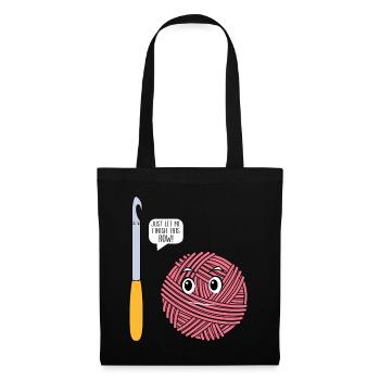Crochet - Just let me finish this row - Funny Croc - Tote Bag - black - Front