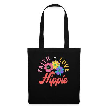 Faith Love Hippie Blumen Retro - Stoffbeutel - Schwarz - Vorne
