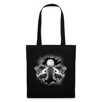 Maritime mystique, Mouettes, Mouette, Pleine Lune, Lune - Sac en tissu - noir - Devant