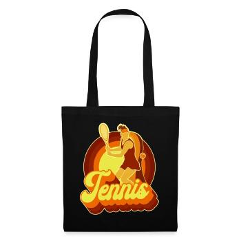 Funny Tennis Player Racket Retro - Stoffbeutel - Schwarz - Vorne