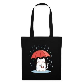 Rain Umbrella Cat - Tote Bag - black - Front