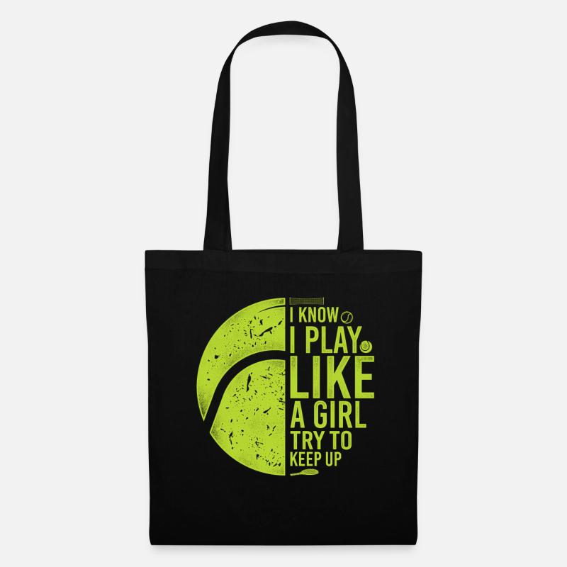 Funny Tennis Player Racket I Know - Stoffbeutel - Schwarz