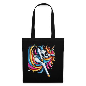 Regenbogen Einhorn mit Sonnenbrille Comic Kunst - Stoffbeutel - Schwarz - Vorne