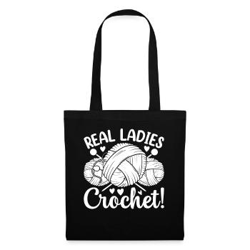 Real ladies crochet - Crocheting Crochet Girls - Stoffbeutel - Schwarz - Vorne