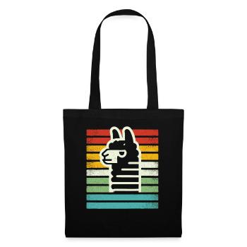 Retro Llama Alpaca in Rainbow Colors Comic Art - Tote Bag - black - Front