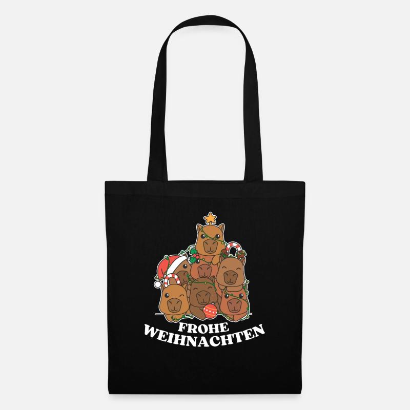 Frohe Weihnachten Capybara Heiligabend Capybaras - Stoffbeutel - Schwarz