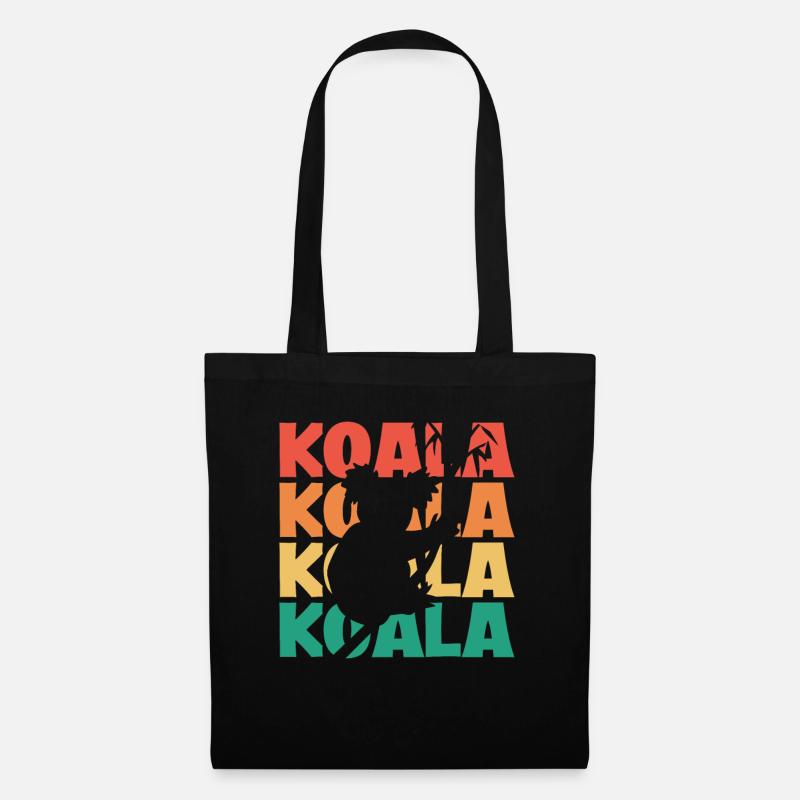Retro Text Koalabear Phascolarctos Cinereus - Stoffbeutel - Schwarz