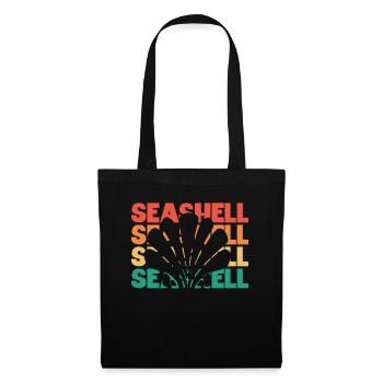 Retro Silhouette Sac à coquillages Bivalvia Seashell - Sac en tissu - noir - Devant