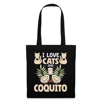 Ich liebe Katzen und Coquito – Tierliebe & Genuss - Stoffbeutel - Schwarz - Vorne