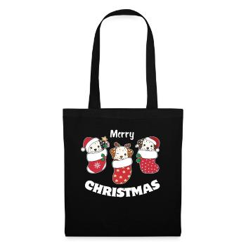Cute dogs in Christmas socks for Christmas - Tote Bag - black - Front