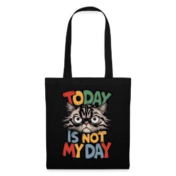 Wütende Katze "Heute ist nicht mein Tag" Sarkastische Kunst - Stoffbeutel - Schwarz - Vorne