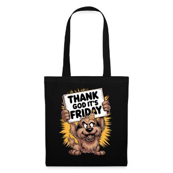 Dieu merci, c’est vendredi - Fun Happy Dog Design - Sac en tissu - noir - Devant
