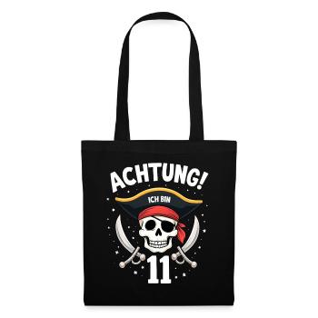 11ème anniversaire Pirate Cadeau Garçons Garçons - Sac en tissu - noir - Devant