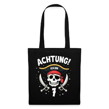 7ème anniversaire Pirate Cadeau Garçons Garçons - Sac en tissu - noir - Devant