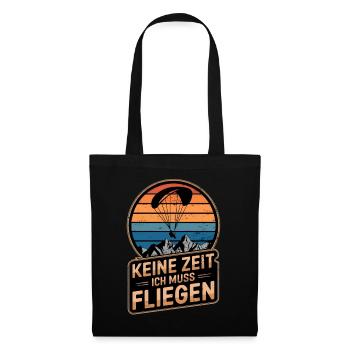 Keine Zeit Fliegen Paragleiter Retro Gleitschirm - Stoffbeutel - Schwarz - Vorne