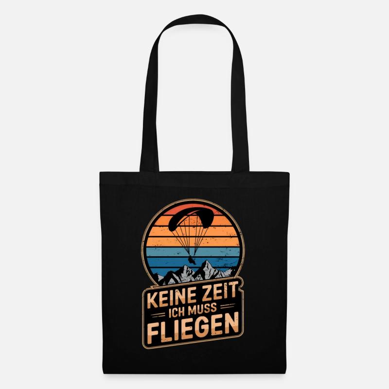 Keine Zeit Fliegen Paragleiter Retro Gleitschirm - Stoffbeutel - Schwarz