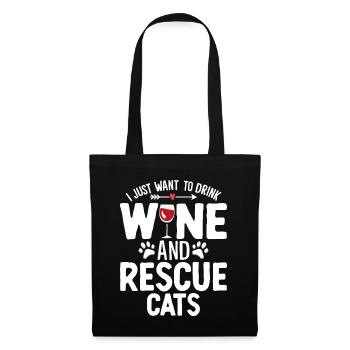 Funny Cat Rescue Pet Shelter Animal Activist Wine - Tote Bag - black - Front