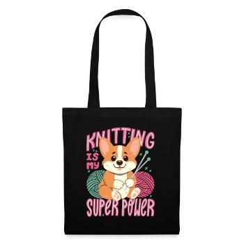 Knitting is my superpower - Tote Bag - black - Front