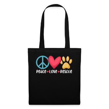 Peace Love Rescue Tierheim Lustiges Pflegetier - Stoffbeutel - Schwarz - Vorne