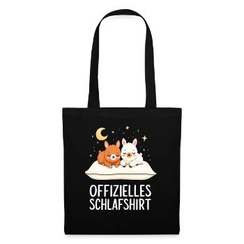 Offizielles Schlafshirt Alpakas Alpaka Paar - Stoffbeutel - Schwarz - Vorne