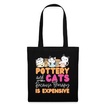 Poterie Céramiste Artiste Chat - Sac en tissu - noir - Devant