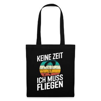 Keine Zeit Fliegen Retro Paragleiter Gleitschirm - Stoffbeutel - Schwarz - Vorne