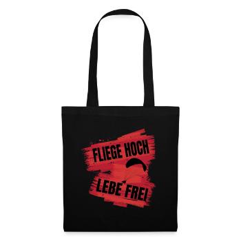 Voler haut, vivre en liberté - Le dicton du parapente - Sac en tissu - noir - Devant