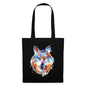 Funny Colorful Wolf Face - Tote Bag - black - Front