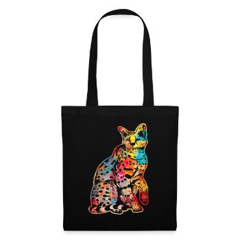 Funny Savannah Cat Colorful - Tote Bag - black - Front