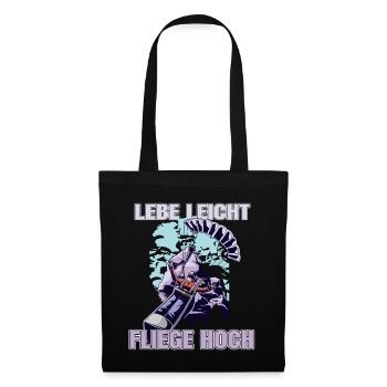 Vivre léger, voler haut - Le dicton du parapente - Sac en tissu - noir - Devant