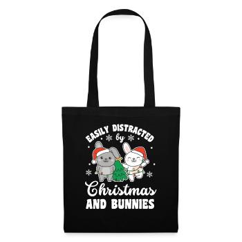 Facilement distrait par Noël et les lapins - Sac en tissu - noir - Devant