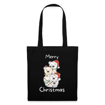 Ours polaire Arbre de Noël Noël Ours polaire - Sac en tissu - noir - Devant