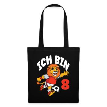 Funny Lion Football I'm 8 Children's Birthday - Tote Bag - black - Front