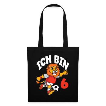 Funny Lion Football I'm 6 Children's Birthday - Tote Bag - black - Front
