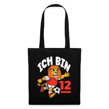 Funny Lion Football I'm 12 Children's Birthday - Tote Bag - black - Front