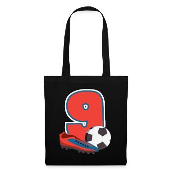 Football Birthday 9-Year Children's Birthday Party - Tote Bag - black - Front