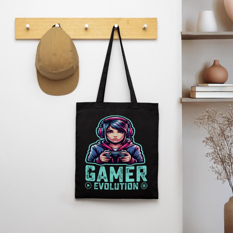 Die Evolution eines Gamers, cooles Gaming-Design Stoffbeutel