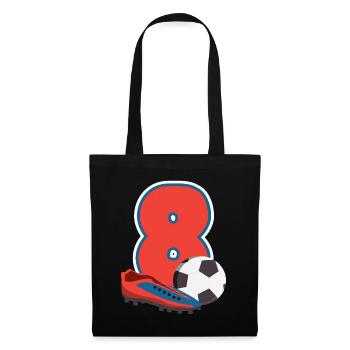 Fête d’anniversaire des enfants de football 8 ans - Sac en tissu - noir - Devant