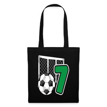 Fußball Geburtstag 7-Jährige Kindergeburtstag - Stoffbeutel - Schwarz - Vorne
