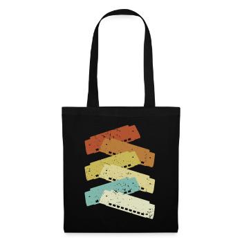 Retro Harmonist Harmonicist Mouth Harp Harmonica - Tote Bag - black - Front