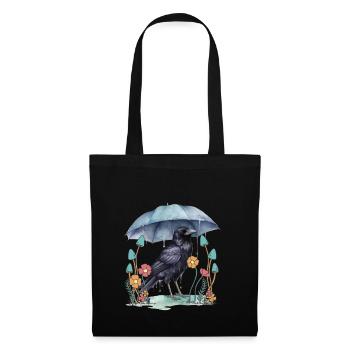 oiseau corbeau parapluie météo nature corbeau - Sac en tissu - noir - Devant