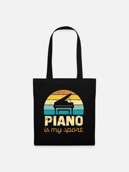 Piano Ist Mein Sport Retro Design - Stoffbeutel - Schwarz